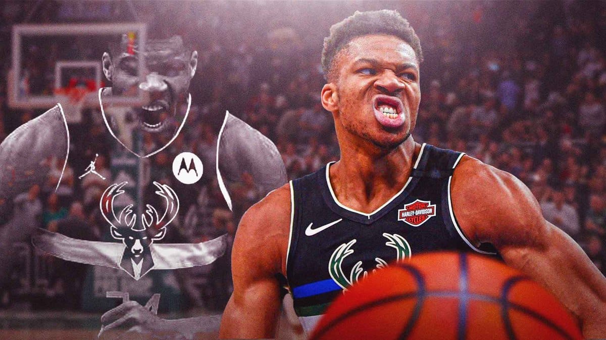 Milwaukee Bucks star Giannis Antetokounmpo looking angry