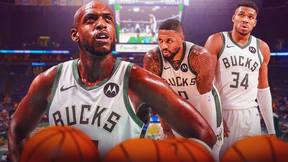 Khris Middleton, Damian Lillard, and Giannis Antetokounmpo
