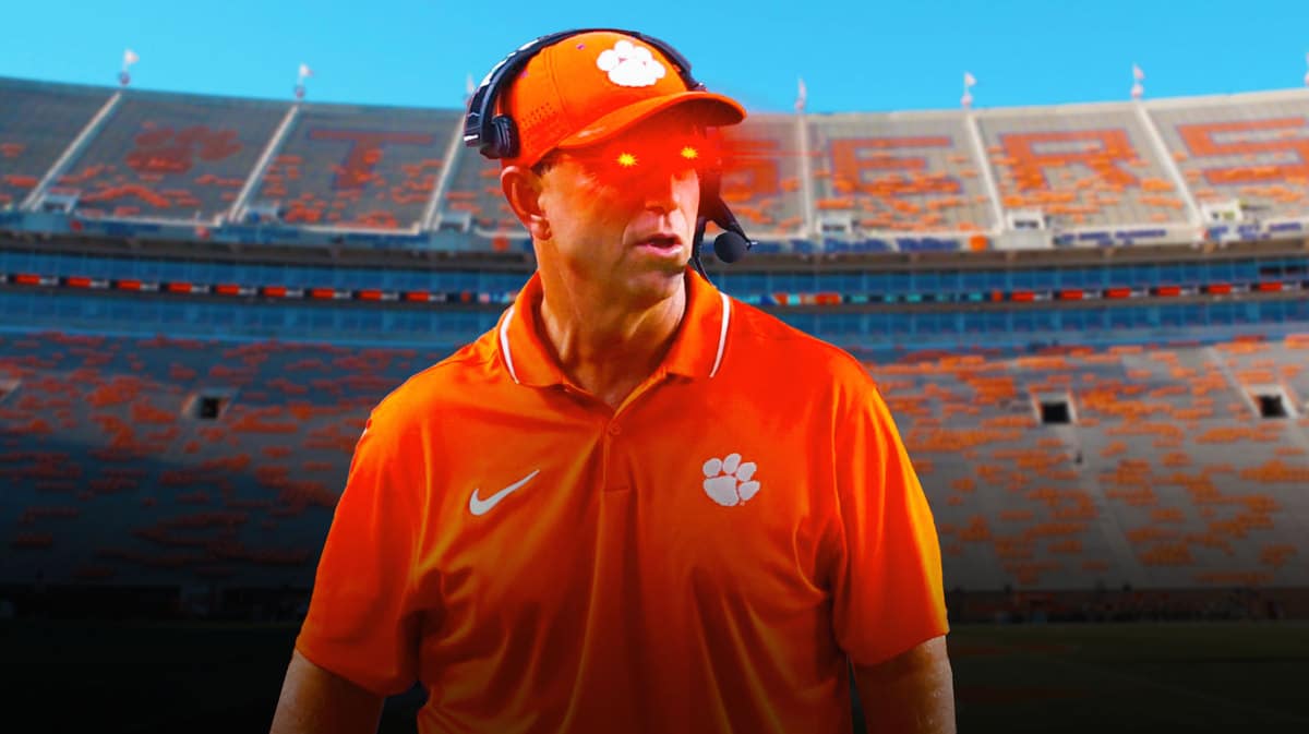 Dabo Swinney of Clemson football with woke eyes