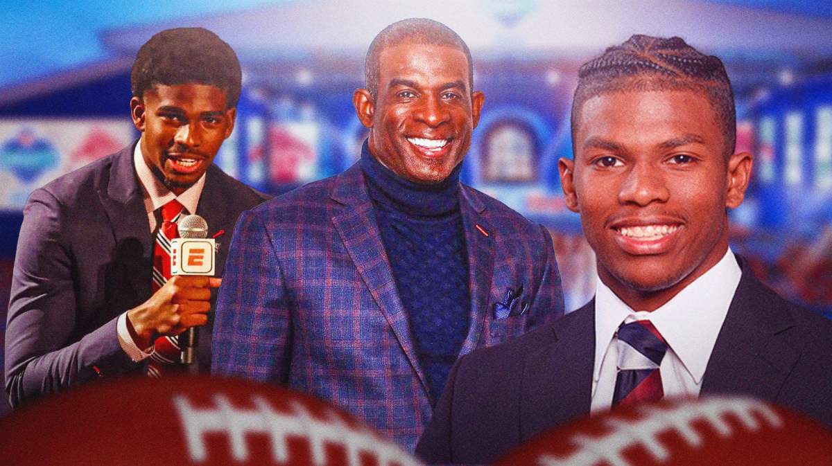Photo: Deion Sanders at the NFL draft with Shedeur Sanders and Shilo Sanders, all in suits