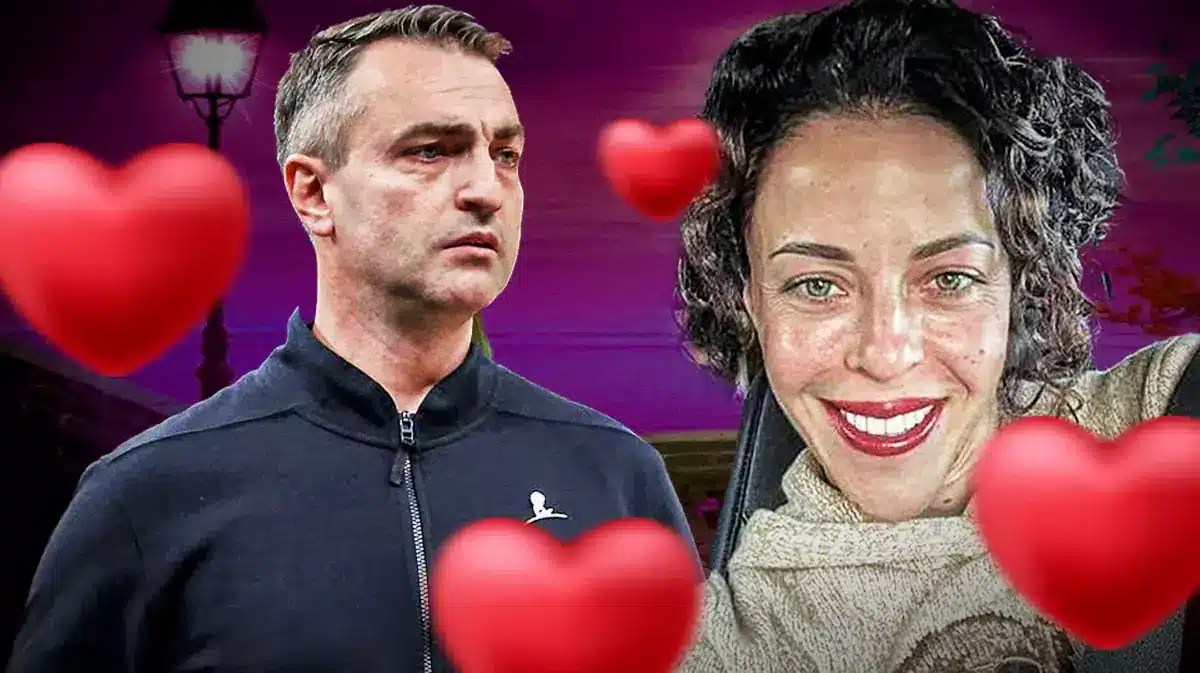 Darko Rajakovic and Gaga Rajakovic surrounded by hearts.