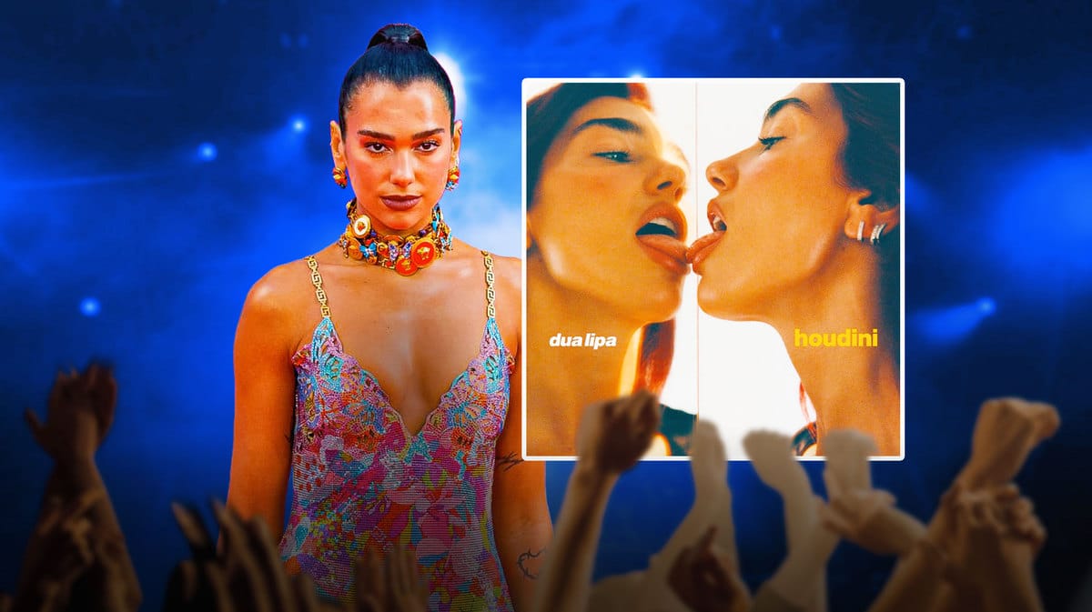 Dua Lipa with her new single Houdini and a crowd of fans.