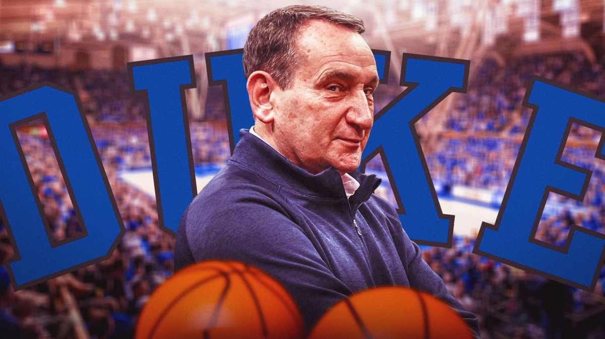 Duke basketball, Blue Devils, Arizona basketball, Wildcats, Mike Krzyzewski, Mike Krzyzewski with Duke basketball arena in the background