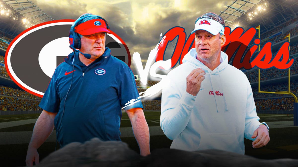 Kirby Smart, Georgia logo vs. Lane Kiffin, Ole Miss logo.