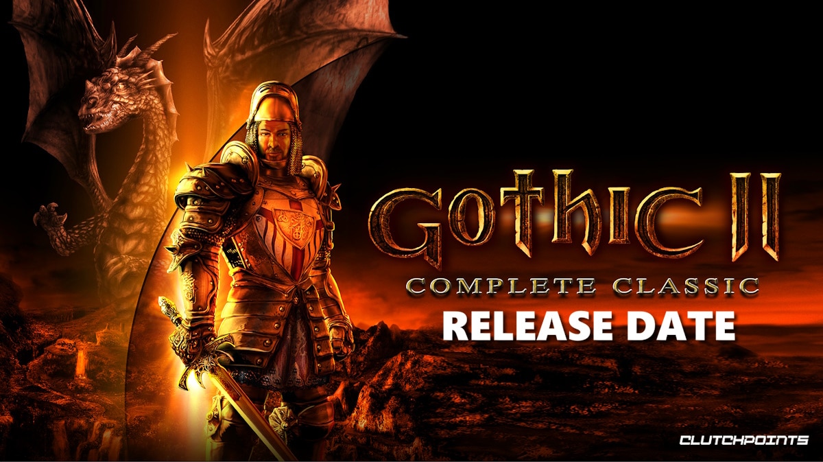 gothic 2 complete classic, gothic 2 complete classic release date, gothic 2 complete classic gameplay, gothic 2 complete classic story, gothic 2 complete classic details, key art for gothic 2 complete classic with the words release date under the game logo and title