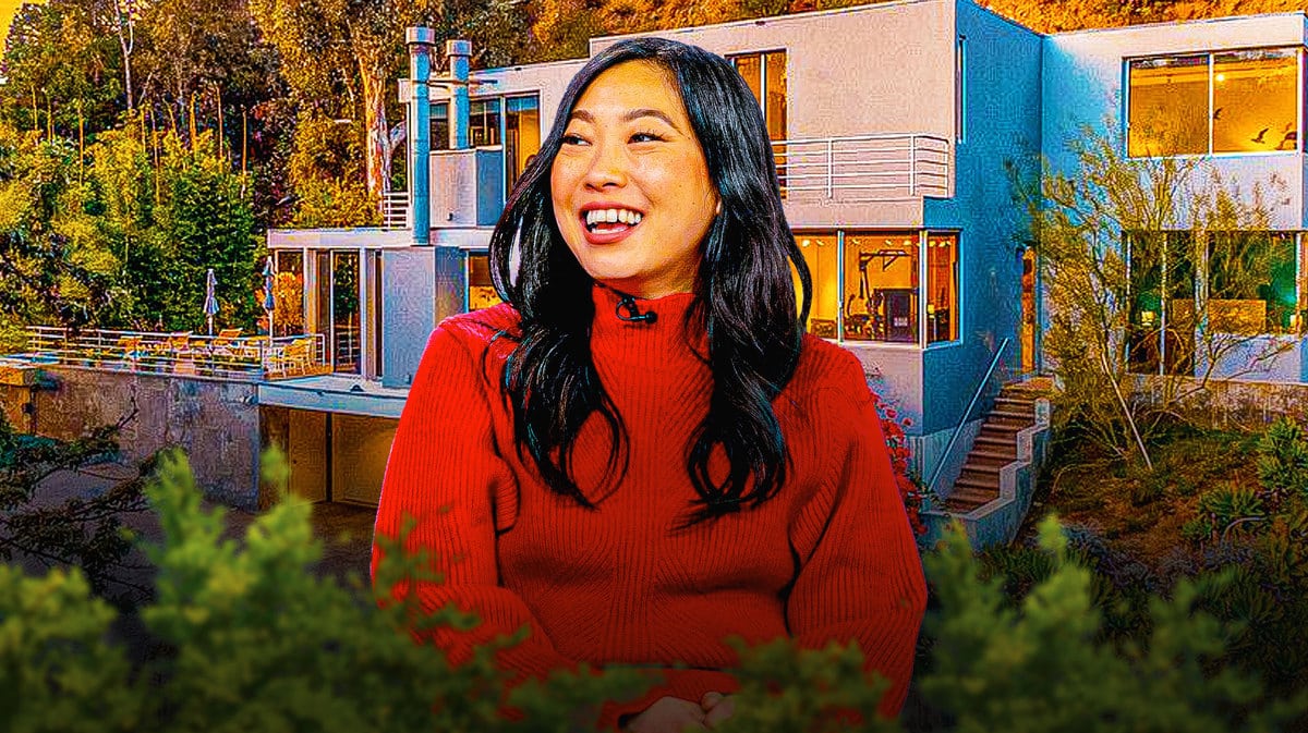 Actress Awkwafina in front of her Los Angeles home.