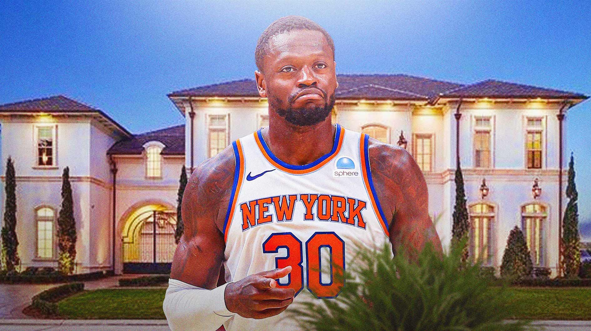The New York Knicks' Julius Randle in front of his former mansion in Louisiana.