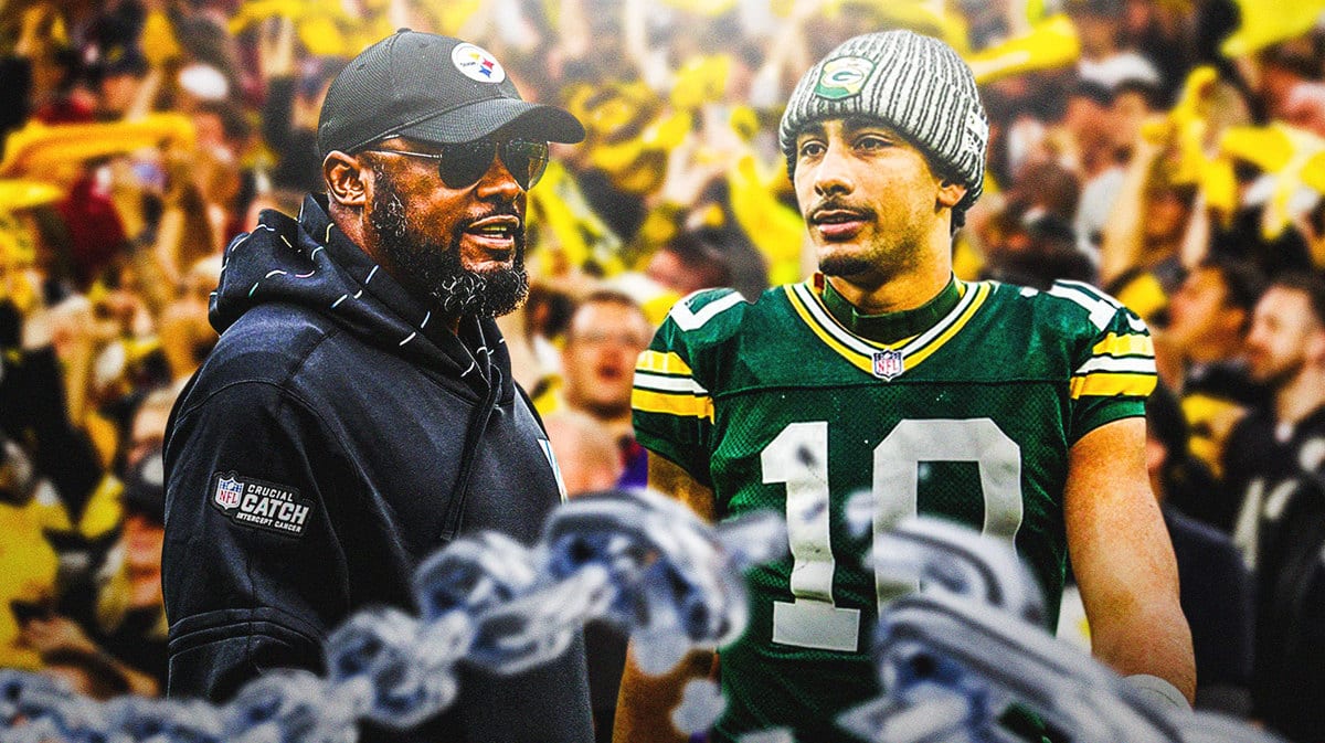 Mike Tomlin, Jordan Love, Steelers fans in background