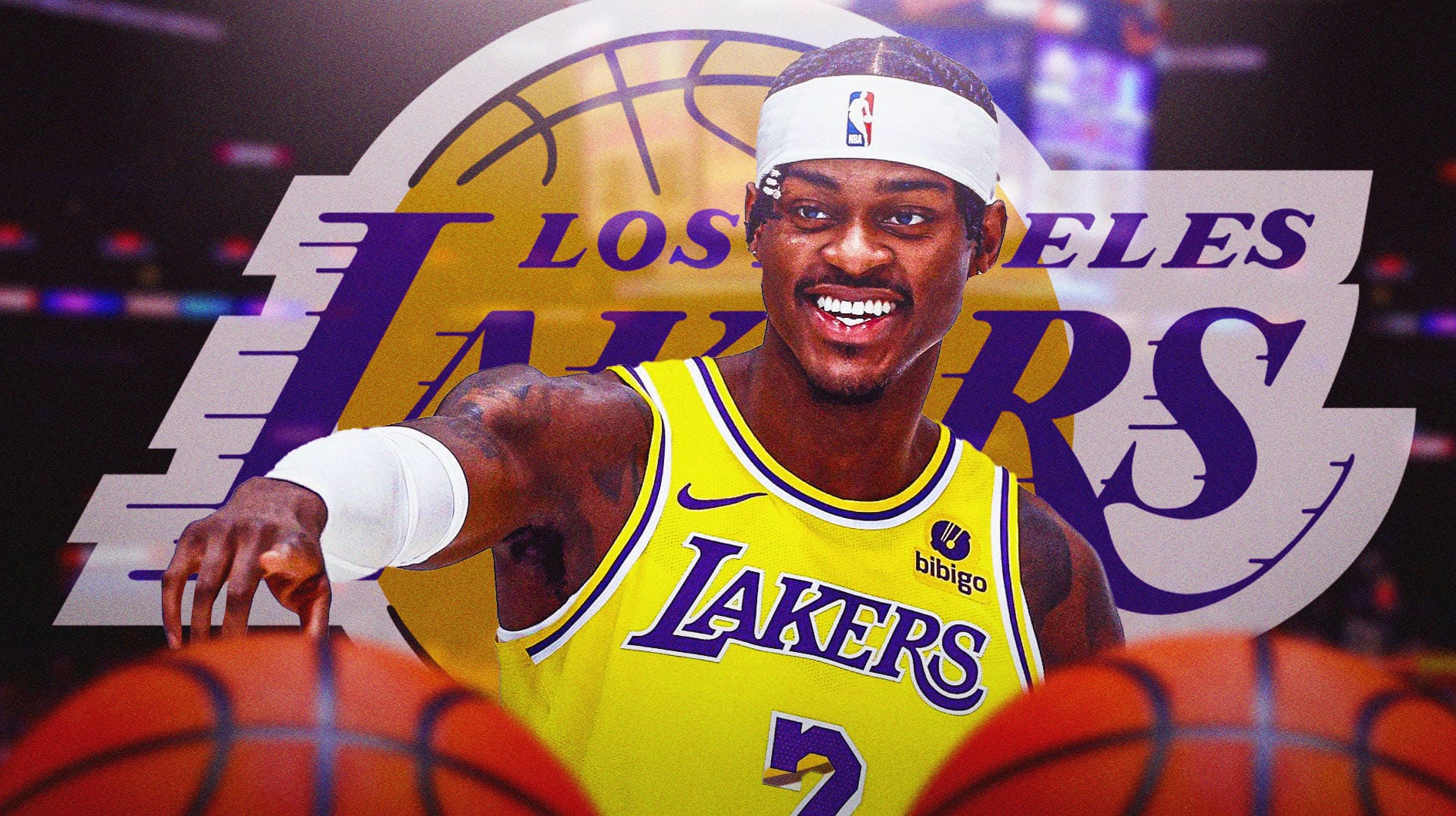 Lakers' Jarred Vanderbilt with a big smile on his face 