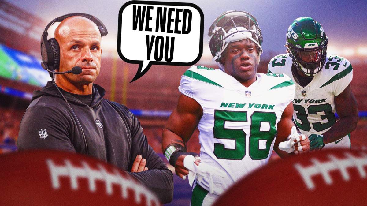 Jets HC Robert Saleh looking at Carl Lawson and Dalvin Cook after the deadline