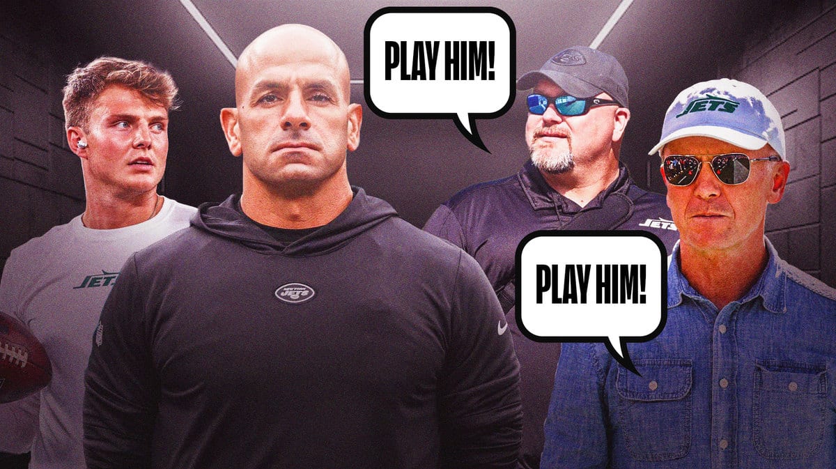 Jets HC Robert Saleh with Zach Wilson mid conspiracy theories.