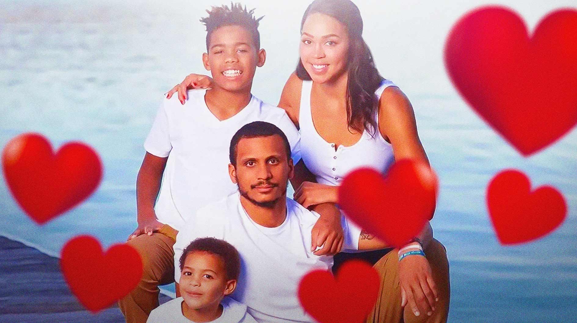 Boston Celtics coach Joe Mazzulla with his wife Camai Roberson and their two sons.