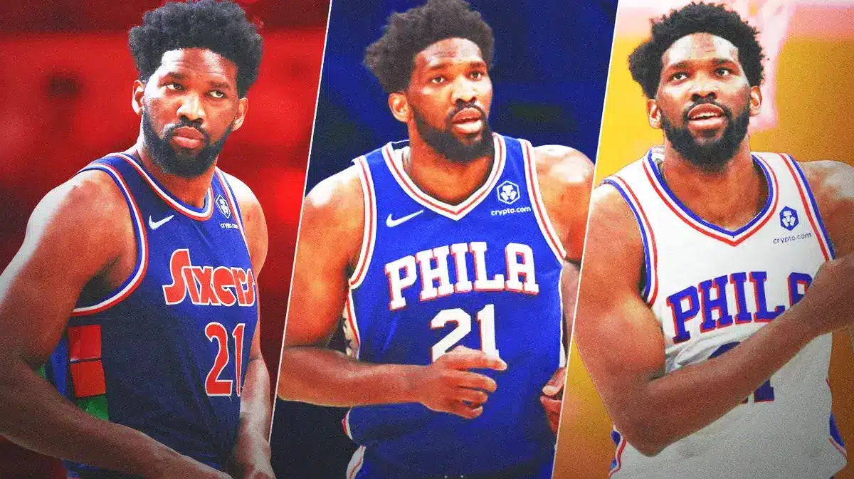 Joel Embiid playing for the Philadelphia 76ers.