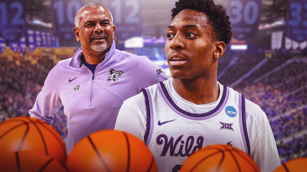 Kansas State basketbll HC Jerome Tang looking at suspended player Nae'Qwan Tomlin