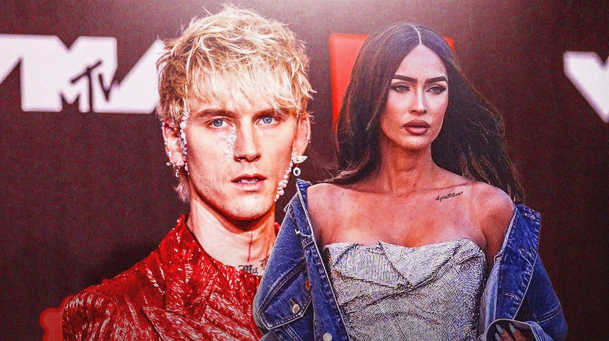 Megan Fox and Machine Gun Kelly not smiling.