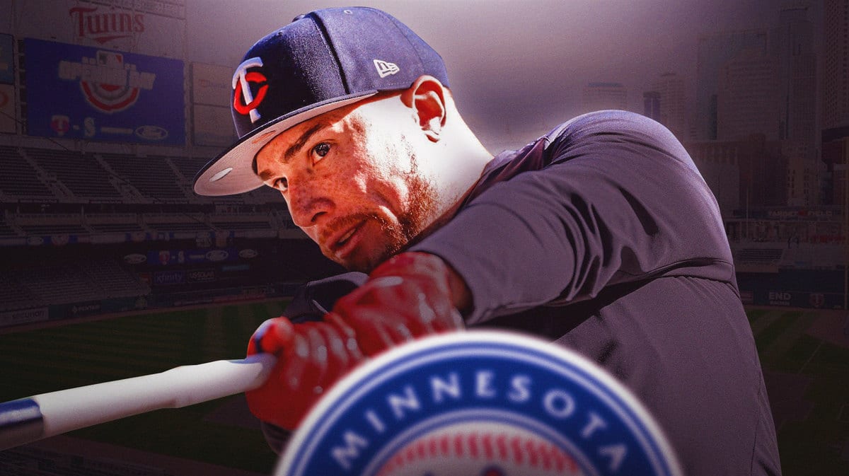 Twins' Christian Vazquez swinging a baseball bat.