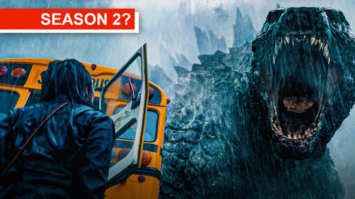 Scene from Monarch: Legacy of Monsters with a caption that says, "season 2?"