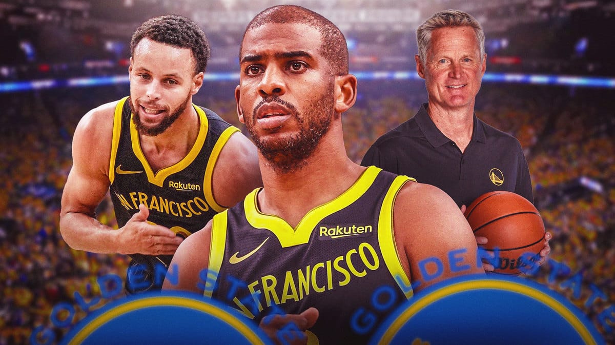 Warrior, Chris Paul, Stephen Curry, and coach Steve Kerr.