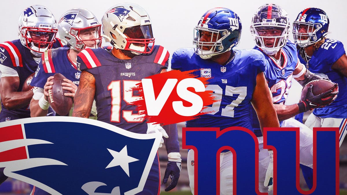New England Patriots' Ezekiel Elliott, Mac Jones, and JuJu Smith-Schuster VS. New York Giants' Dexter Lawrence, Saquon Barkley, and Xavier McKinney