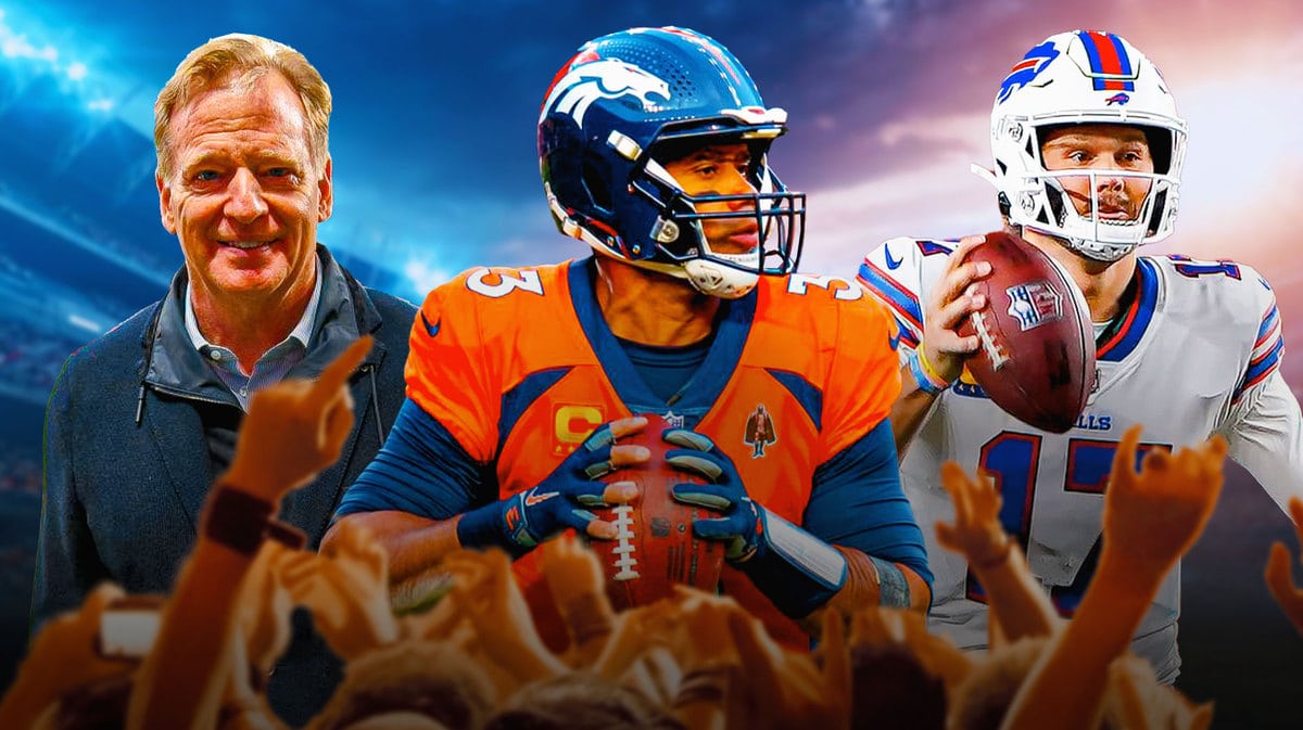 Broncos QB Russell Wilson, NFL's Roger Goodell, Bills QB Josh Allen