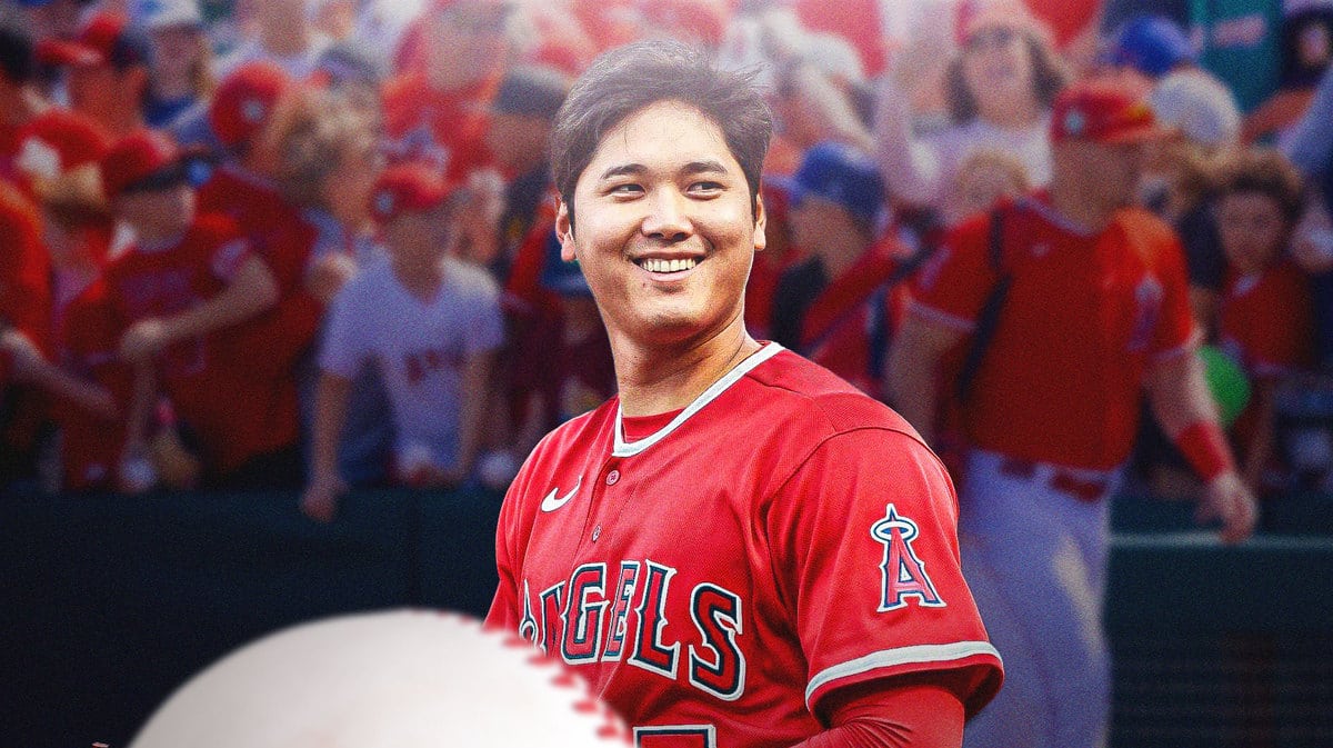 Shohei Ohtani in an Angels uniform smiling