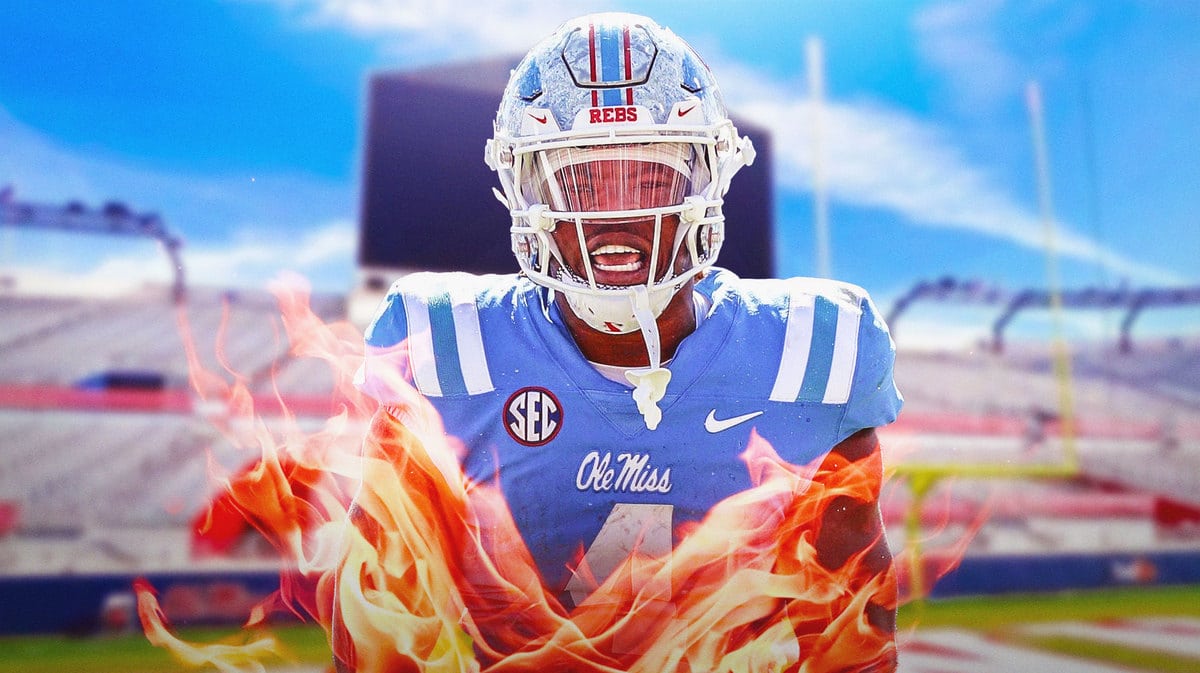 Quinshon Judkins with flames coming off of him