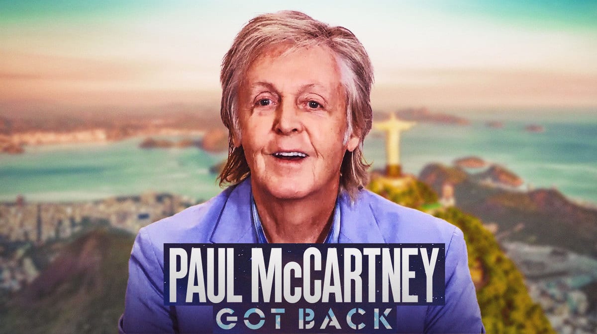 Paul McCartney and the Got Back tour logo with Brazil background.