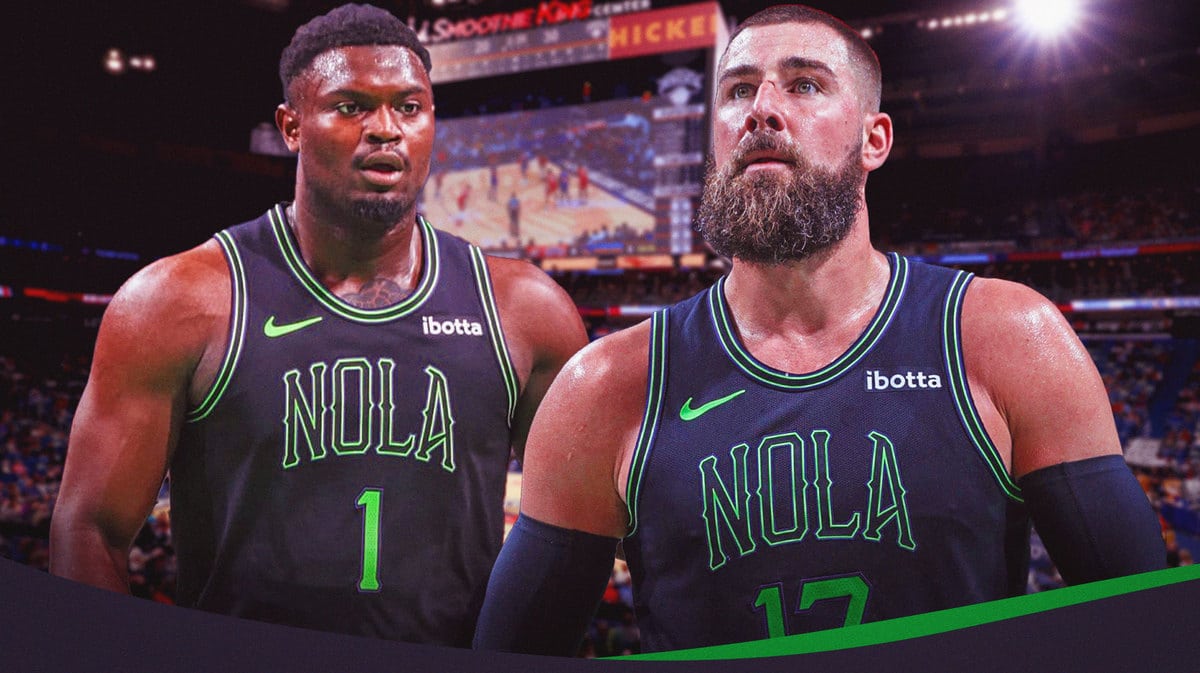 Jonas Valanciunas and Zion Williamson of the Pelicans