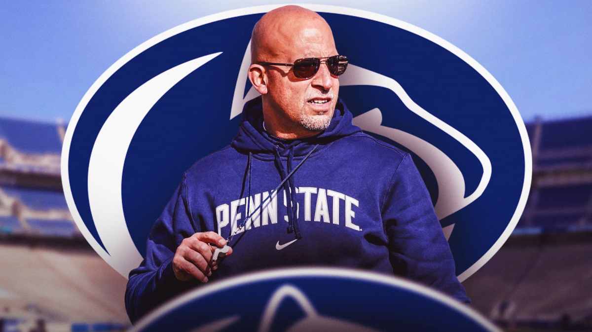 Penn State football, Nittany Lions, James Franklin, Mike Yurcich, Penn State OC, James Franklin with Penn State football stadium in the background