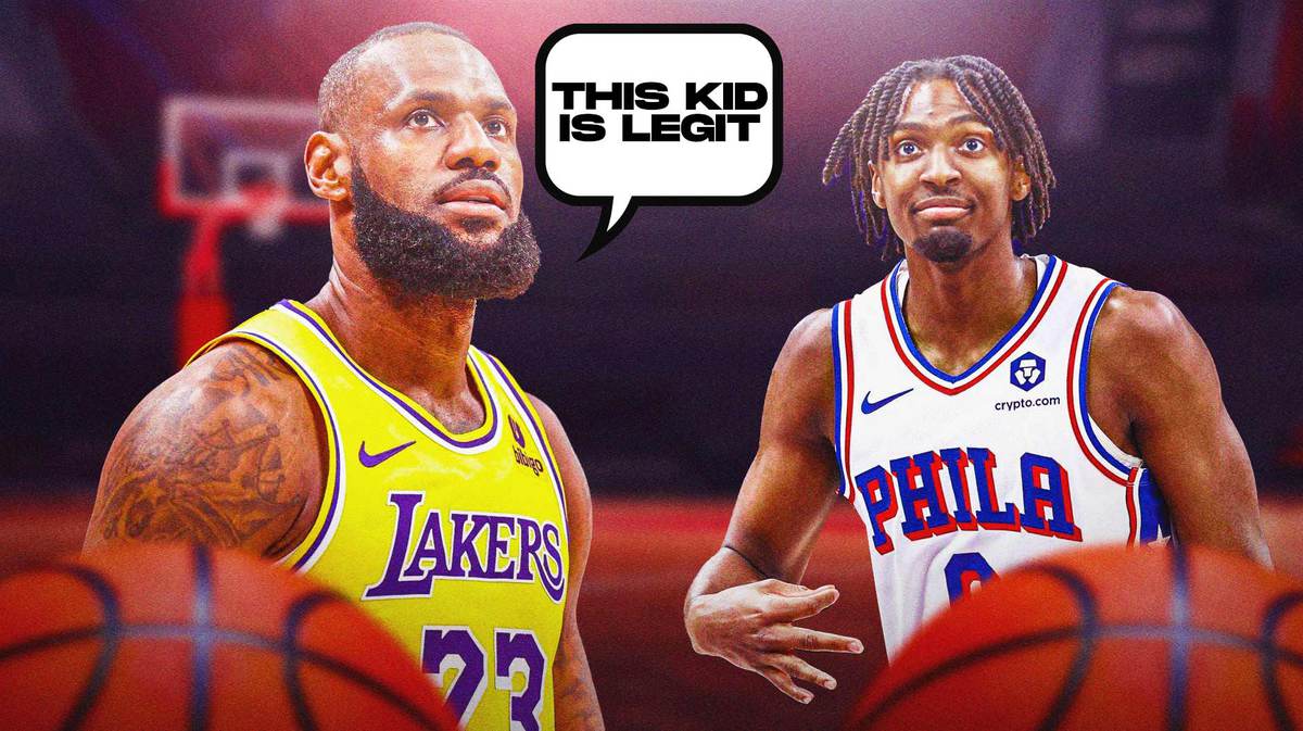 LeBron James saying "This kid is legit" next to Tyrese Maxey