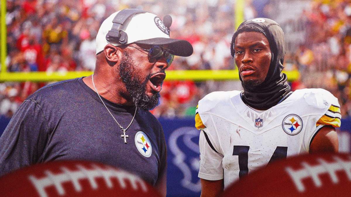 Photo: Mike Tomlin in Steelers gear mad with George Pickens in Steelers uniform mad