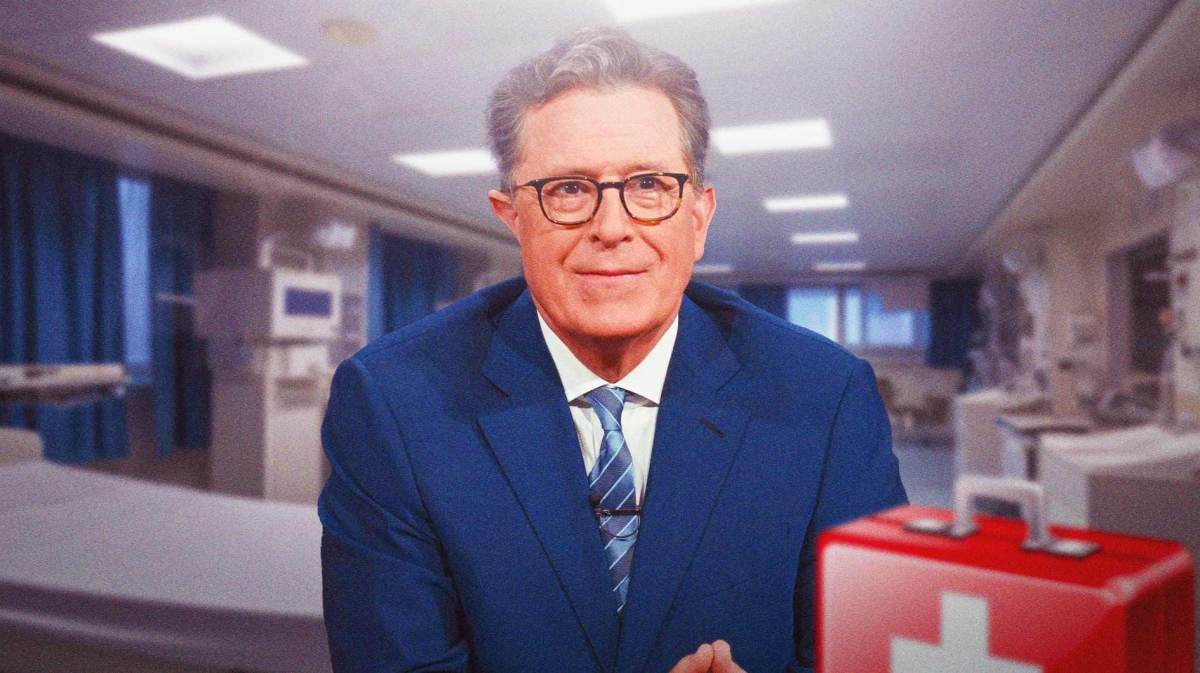Stephen Colbert in a hospital room.