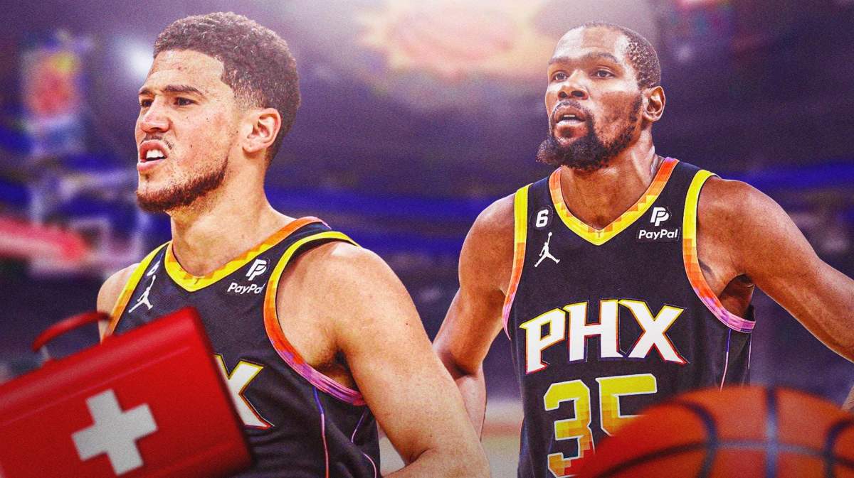 Suns star Devin Booker and have Kevin Durant looking at him after he came back from an injury.