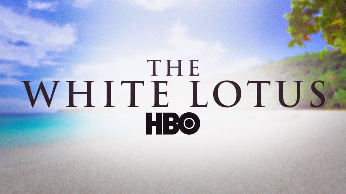 The White Lotus and HBO logos on beach.