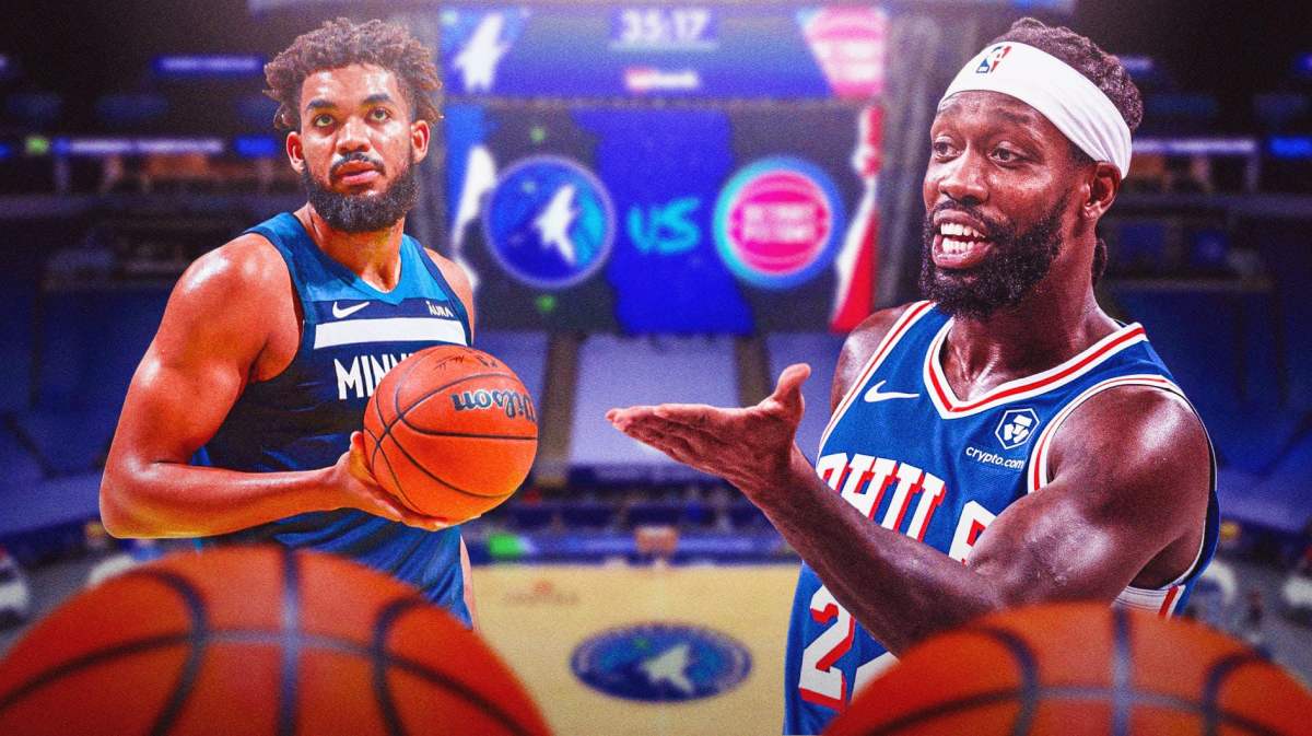 Patrick Beverley yelling in a Sixers jersey Karl Anthony-Towns next to him