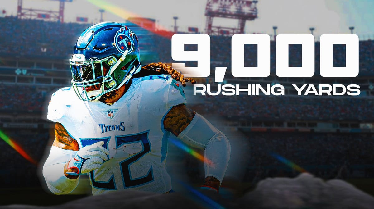 Titans' Derrick Henry reacts to passing 9,000 career rushing yards