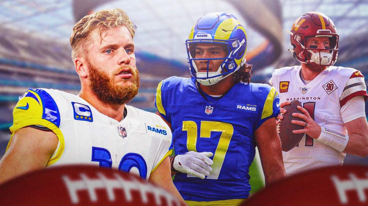 Cooper Kupp, Puka Nacua and Carson Wentz together