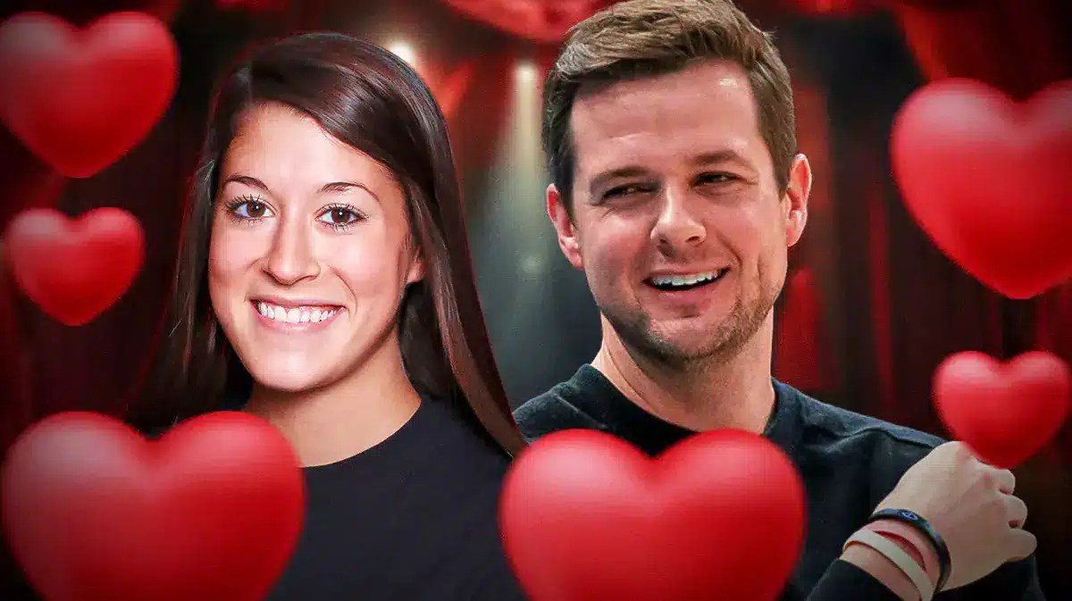 Will Hardy and Spencer Ladd Hardy surrounded by hearts.