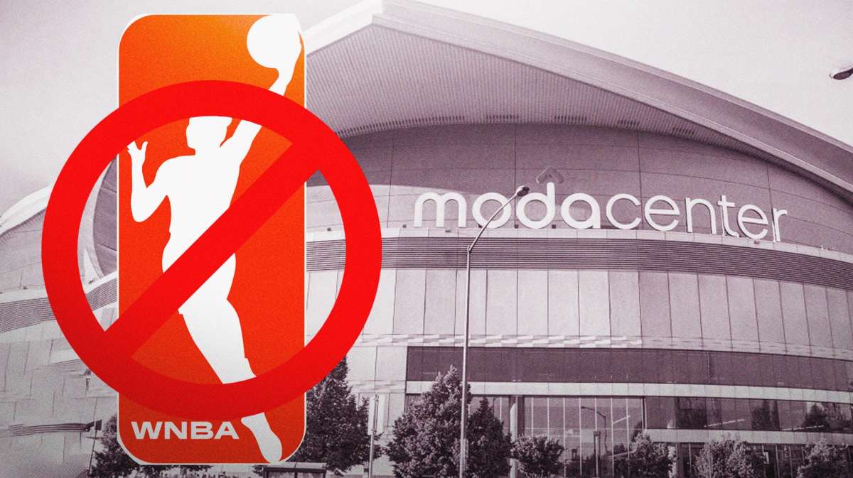Moda Center with the WNBA logo crossed out
