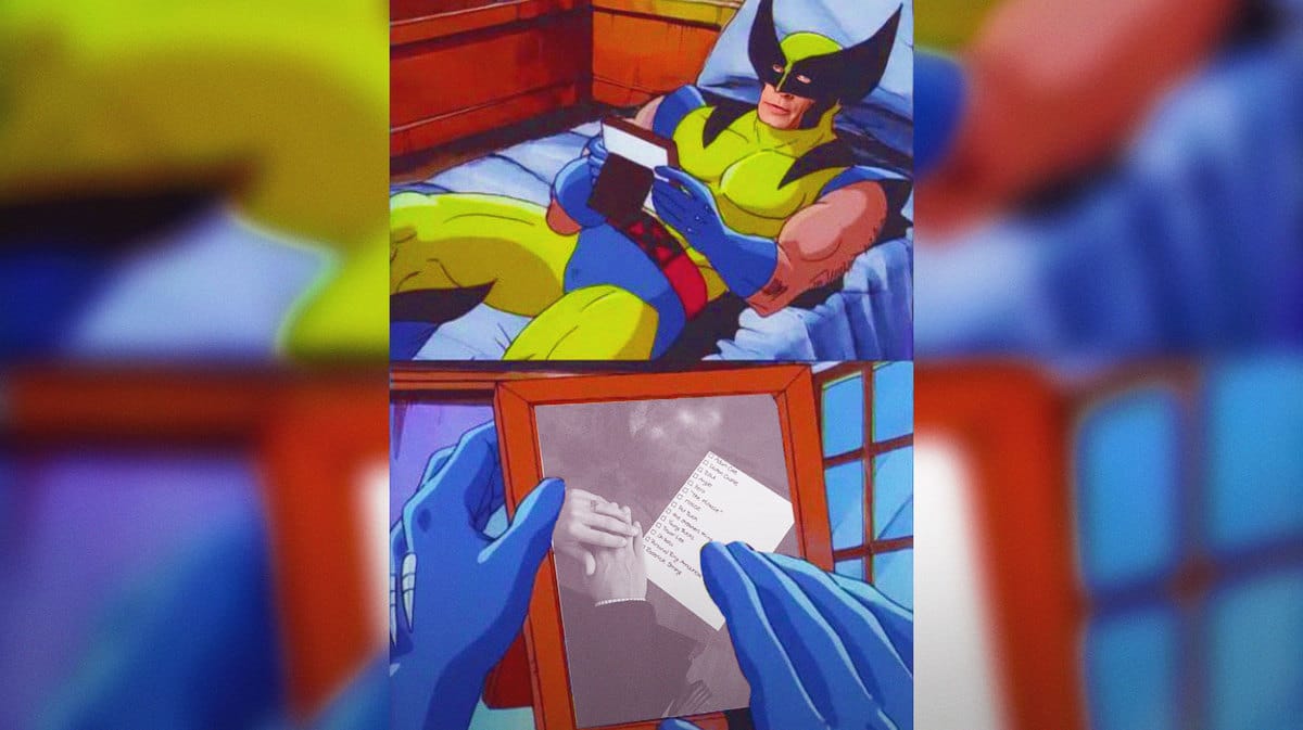 Cody Rhodes' face on Wolverine Remember with the attached picture inside the picture frame.