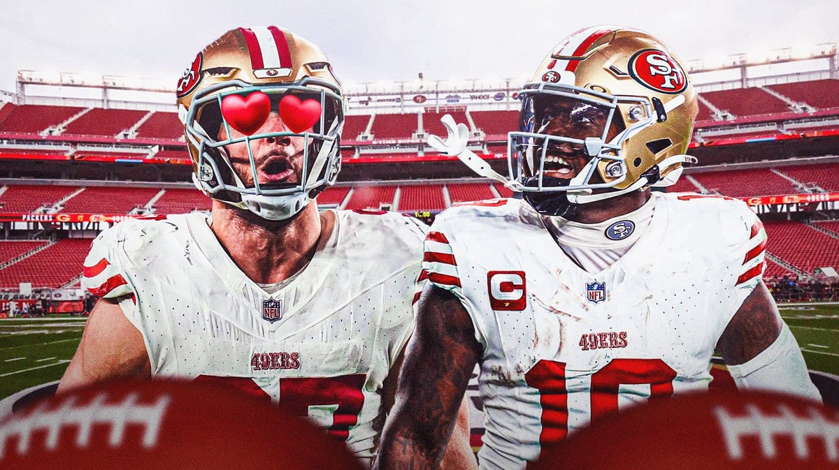 49ers' Deebo Samuel hyped up, with Nick Bosa heart eyes towards Samuel