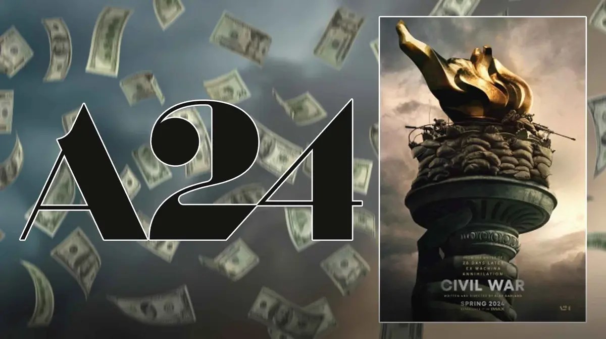 A24 logo next to Civil War poster with money on thumbnail.