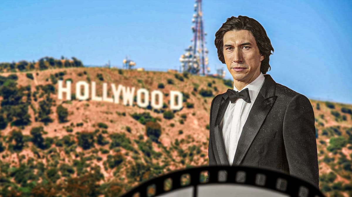 Adam Driver with Hollywood background.