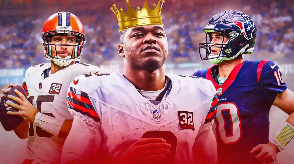 Browns Amari Cooper and Joe Flacco with Texans Davis Mills
