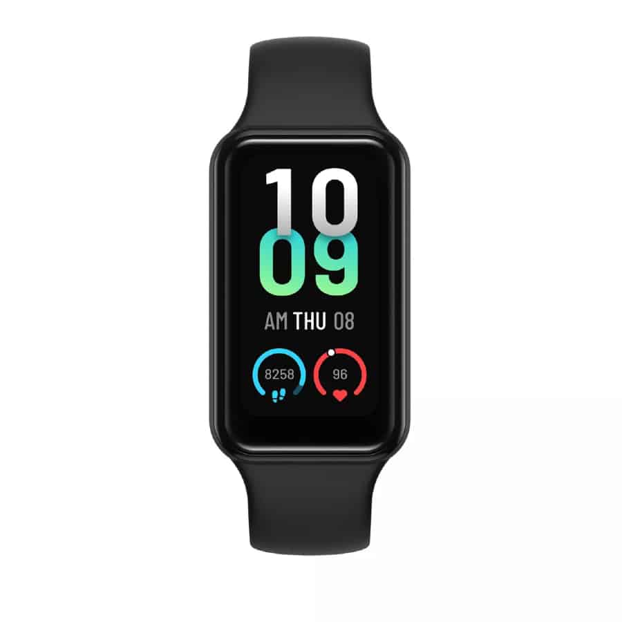 Amazfit Band 7 Smartwatch - Black colored on a white background.