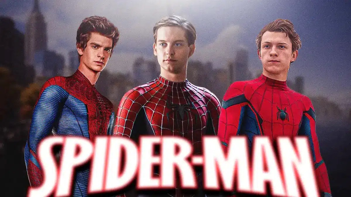 Andrew Garfield, Tobey Maguire, and Tom Holland as Spider-Man.