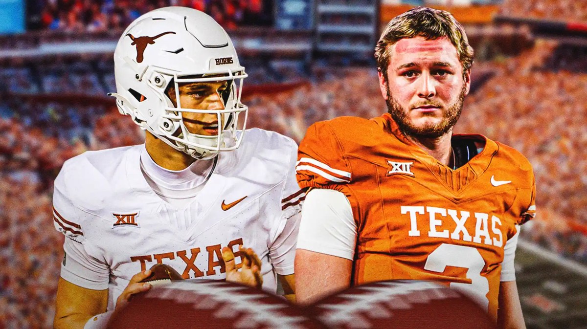 Texas football quarterbacks Arch Manning and Quinn Ewers.