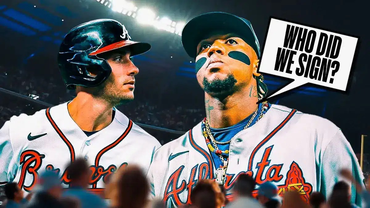 Braves' Ronald Acuna Jr., Braves' Matt Olson. Have Acuna Jr. ask the following: Who did we sign?