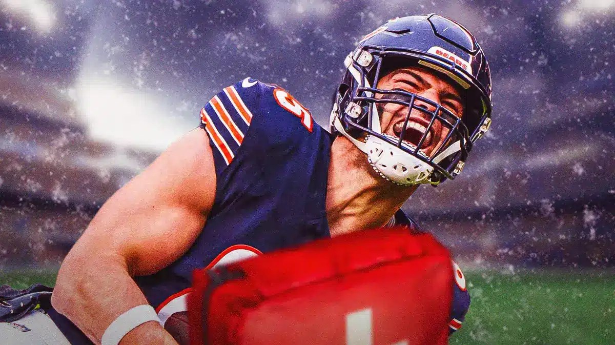 Injured Chicago Bears tight end Cole Kmet.
