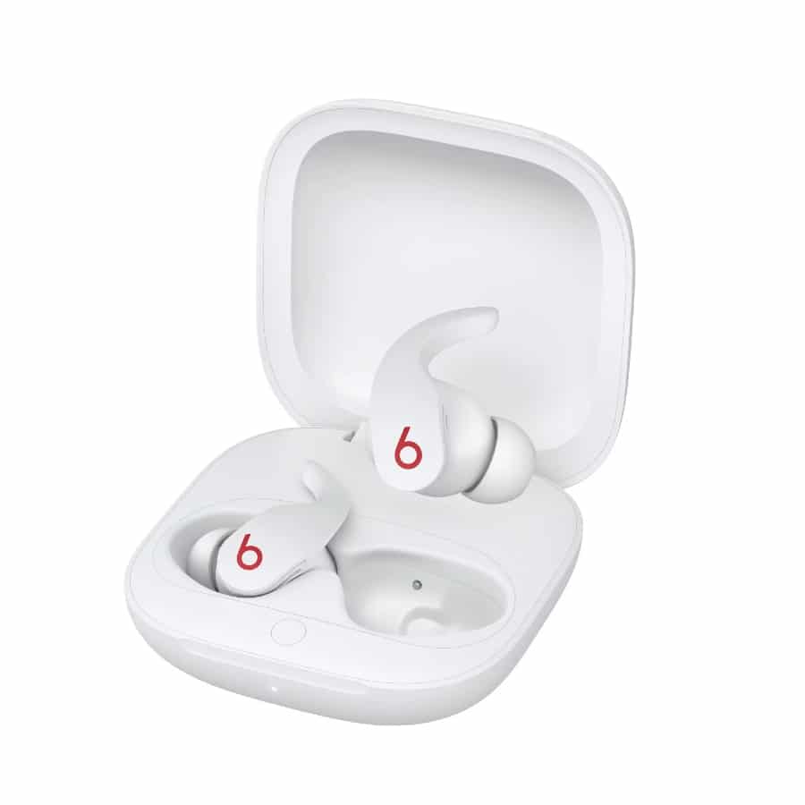 Beats Fit Pro Noise Canceling Wireless Earbuds - White colored on a white background.